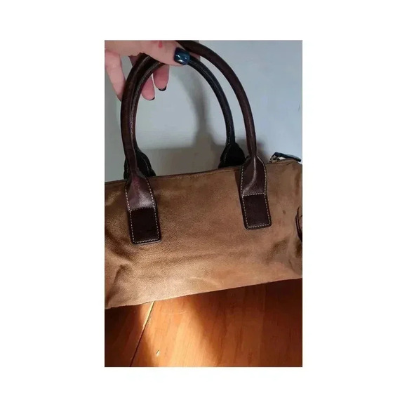 Tommy Hilfiger faux suede shoulder satchel bag small brown‎ faux leather - Picture 5 of 6
